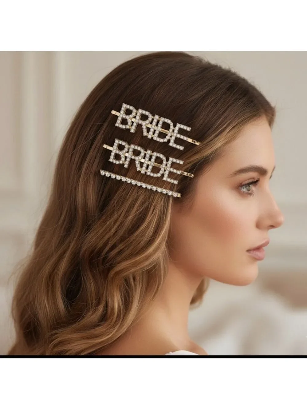 Bride Hair Clip One Size Gold tone 3 piece Set 1488